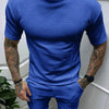 Men's Full Size Round Neck Tee and Shorts Set Plus Size - Sapphire Blue