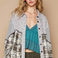 POL Balloon Sleeve Floral Color Block Plaid Shirt - Farnelli