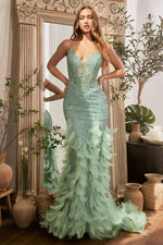 Feathered Mermaid Gown - Farnelli