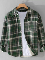 Men's Plus Size Plaid Button Up Long Sleeve Shirt - Farnelli