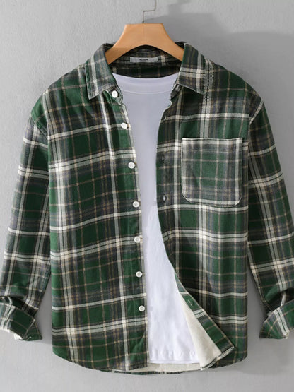 Men's Plus Size Plaid Button Up Long Sleeve Shirt - Farnelli