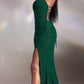 Cinderella Divine CC2162 Floor Length Formal Sparkly Stretch Fit Lace Up Gown
