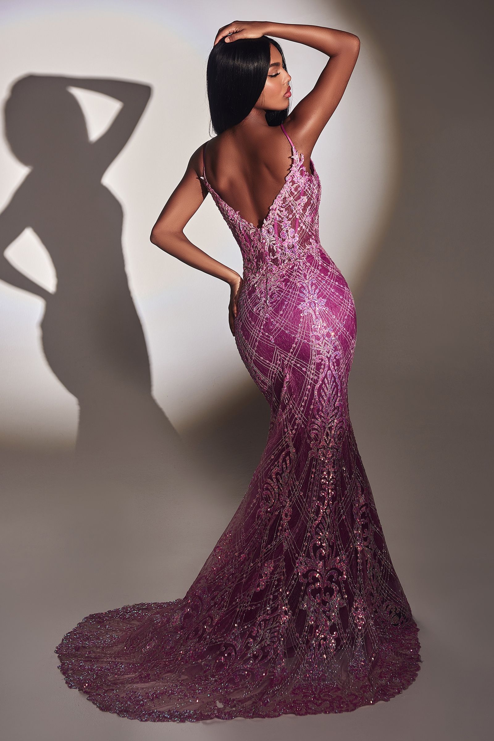 Fitted Glitter Mermaid Gown - Farnelli