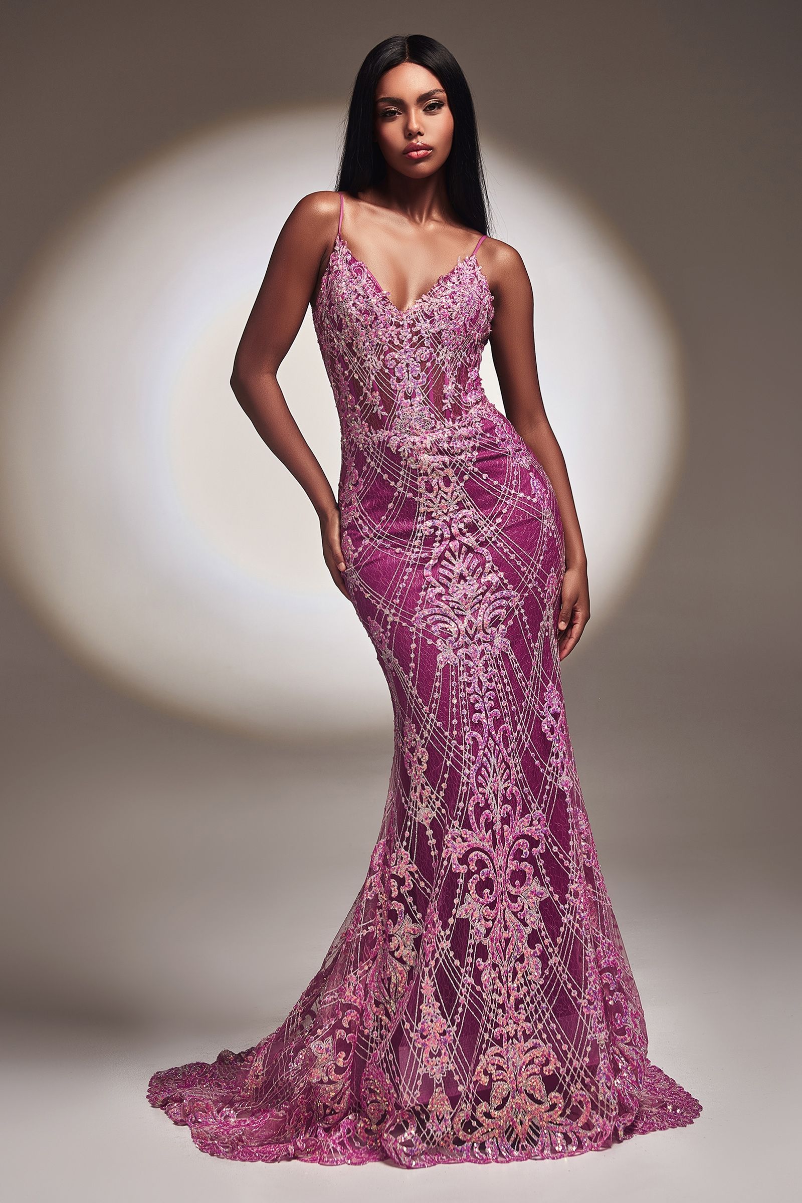 Fitted Glitter Mermaid Gown - Farnelli