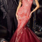 Cinderella Divine CC2279 Long Glitter Printed Mermaid Gown
