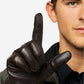 CC3301 (brown) - Men’s Italian cashmere lined touchscreen leather gloves