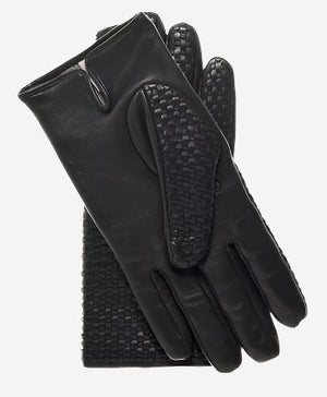 CC3339 (black) - Men’s Italian woven leather gloves with cashmere lining