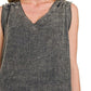Zenana Double Gauze Raw Edge Acid Washed Tank - Farnelli