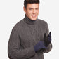 CC3414 (blue/black) - Men’s Italian suede and lambskin gloves with cashmere lining and snap closure