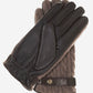 CC3510 (brown) - Men’s Italian cable knit cashmere and leather winter gloves
