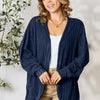 Basic Bae Full Size Ribbed Cocoon Cardigan - Dark Blue