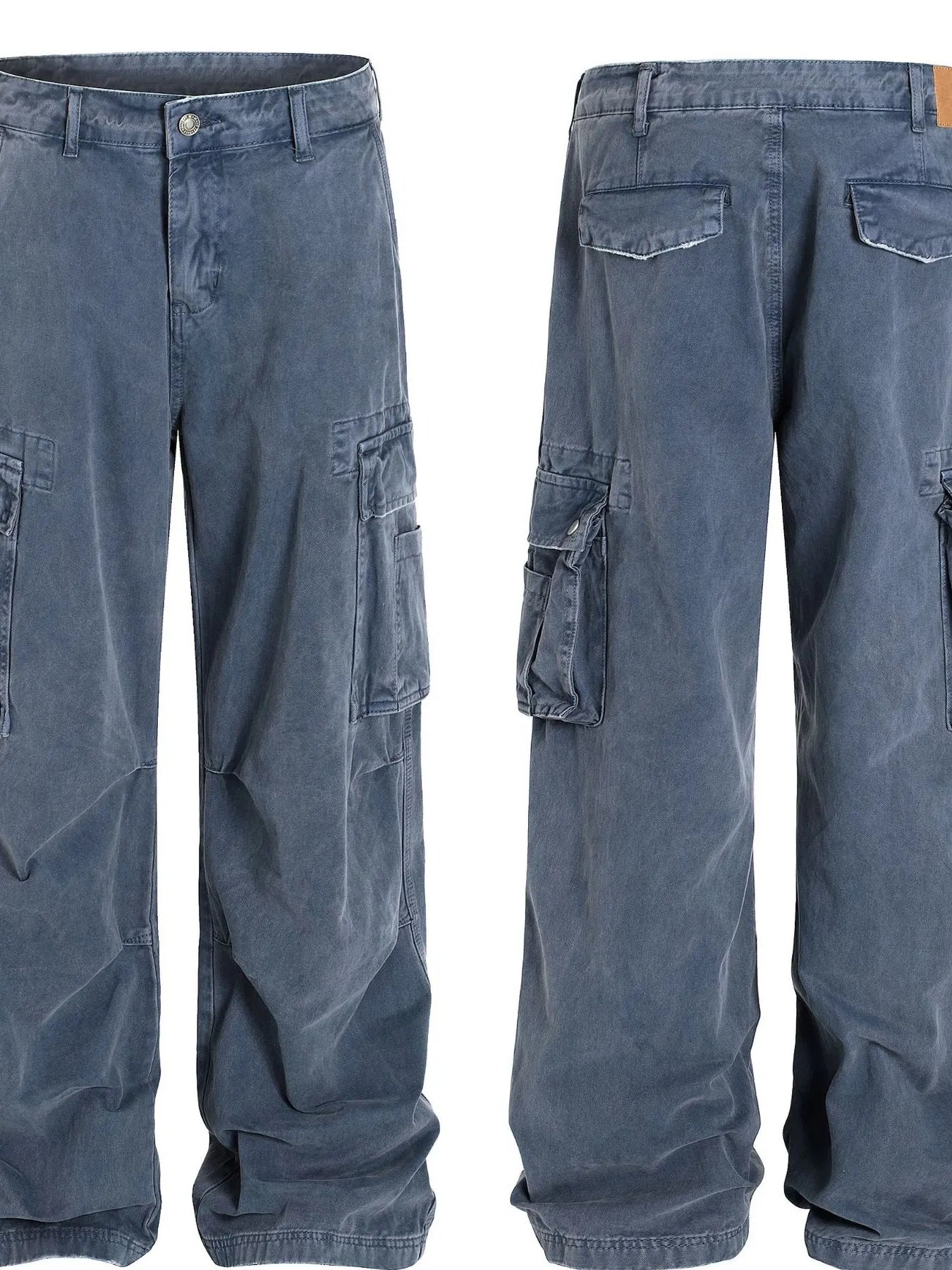 Men's Wide-Leg Cargo Jeans with Side Pockets - Farnelli