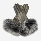 CC4066 (black) - Women’s Italian fox fur cuff cashmere lined leather gloves