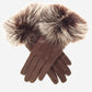 CC4066 (brown) - Women’s Italian fox fur cuff cashmere lined leather gloves