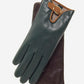 CC4160 (forest/brown) - Women’s Italian cashmere lined leather gloves with buckle