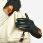 CC4160 (forest/brown) - Women’s Italian cashmere lined leather gloves with buckle