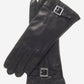 CC4201 (black) - Women’s Italian cashmere lined leather gloves with buckle