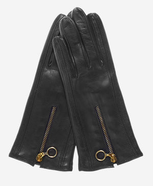 CC4243 (black) - Italian cashmere lined gloves with zippers