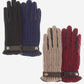CC4510 (blue) - Women’s Italian cable knit cashmere and leather winter gloves