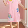 Children's Round Neck Short Sleeve Dress - Blush Pink