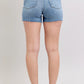 Judy Blue Full Size High Waist Denim Shorts W/stitch Over Destroy Detail Plus Size - Farnelli
