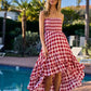 BiBi Smocked Body Off Shoulder Check Dress - Farnelli