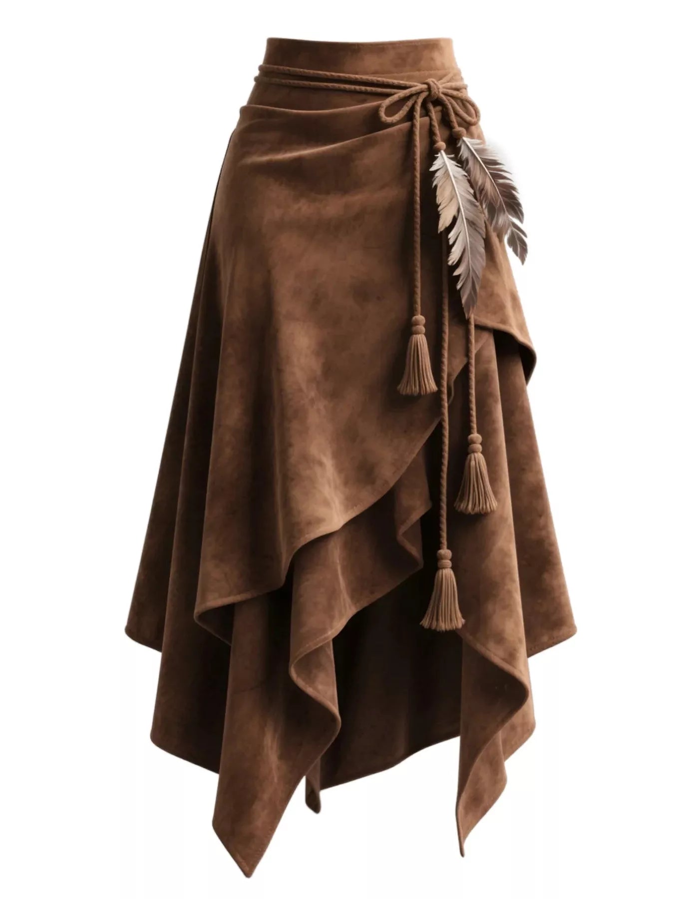 Full Size Tassel Suede Asymmetrical Skirt Plus Size - Farnelli