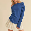 Aemi + Co One Shoulder Long Sleeve Knit Top - Royal Blue