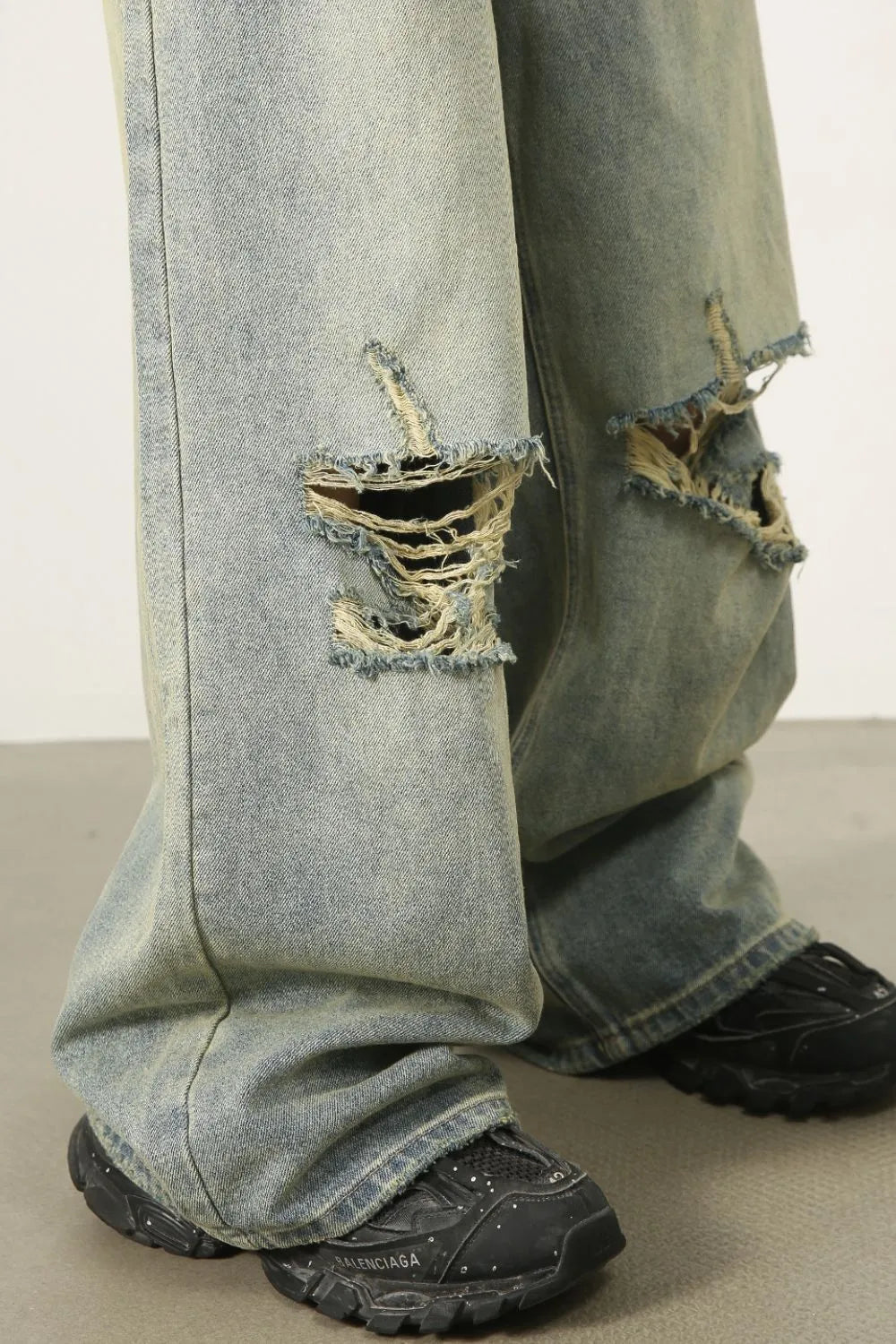 Men's Distressed Wide Leg Jeans - Farnelli