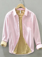 Men's Plus Size Striped Button Up Long Sleeve Shirt - Farnelli