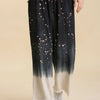 Umgee Full Size Raw Hem Linen Blend Bleach Dip Dye Wide Leg Pants Plus Size - Black
