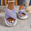 Crisscross Open Toe Platform Slippers - Purple