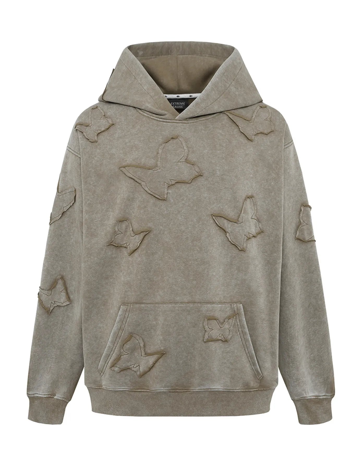 Men's Butterfly Patch Washed Hoodie - Farnelli