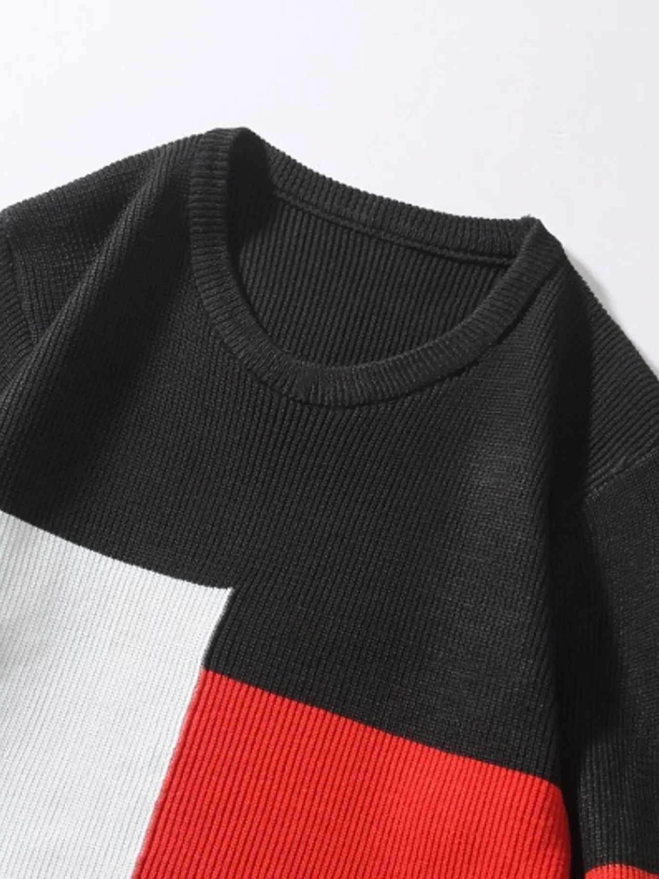 Men's Plus Size Color Block Round Neck Sweater - Farnelli