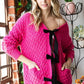 First Love Tie Closure Open Knit Cardigan - Farnelli