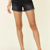 Judy Blue Full Size Tummy Control Fray Hem Shorts - Black