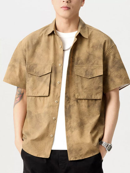 Men's Plus Size Button Up Short Sleeve Shirt - Farnelli