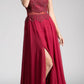 Cinderella Divine CD0113 Illusion Beaded Formal Gown Cap Sleeves