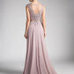 Cinderella Divine CD0113 Illusion Beaded Formal Gown Cap Sleeves