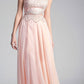 Cinderella Divine CD0113 Illusion Beaded Formal Gown Cap Sleeves