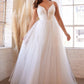 Cinderella Divine CD0154W Long Layered Tulle Dress Beaded Applique Bodice