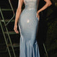 Cinderella Divine CD0179 Long Rhinestone Fitted Formal Dress