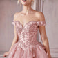 Cinderella Divine CD0185 Off The Shoulder Layered Tulle Ball Gown