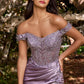 Cinderella Divine CD0186 Long Floral Off the Shoulder Gown with Slit