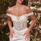 Cinderella Divine CD0186W Long Floral Off the Shoulder Gown with Slit