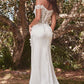 Off The Shoulder Lace Bodice Fitted Gown - Farnelli