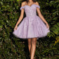 Cinderella Divine CD0194 Short Tulle A-Line Off the Shoulder Dress