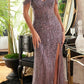 Ladivine CD0203 Long Off the Shoulder Sequin Gown with Slit