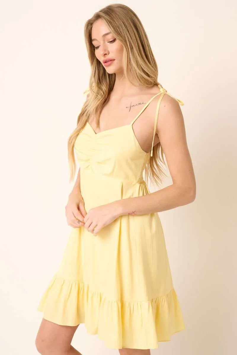 Mittoshop Ruched Detail Spaghetti Tie Mini Dress - Farnelli