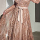 Cinderella Divine CD233 Long Sleeve Embellished Ball Gown